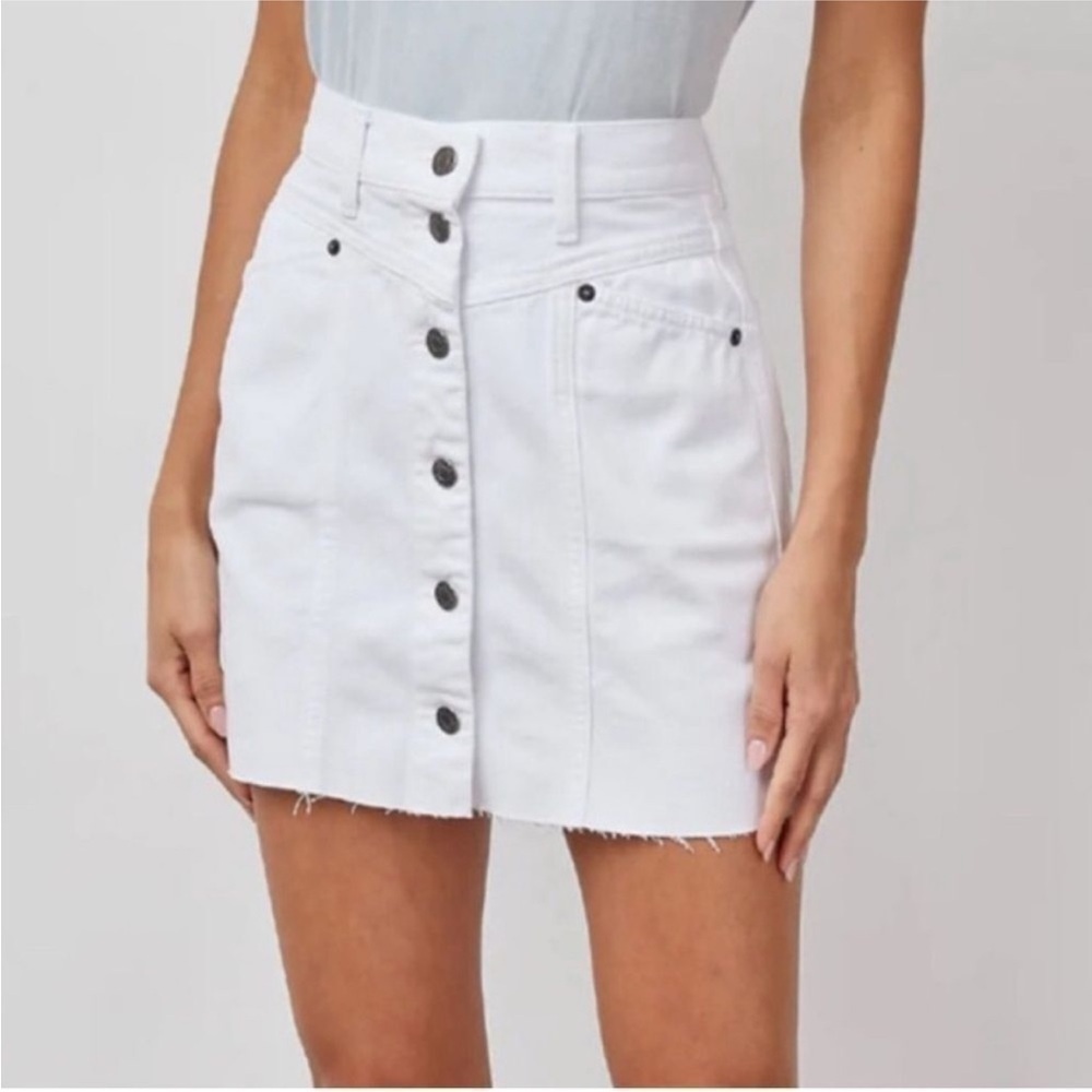 Rails White Button-Front Denim Mini Skirt